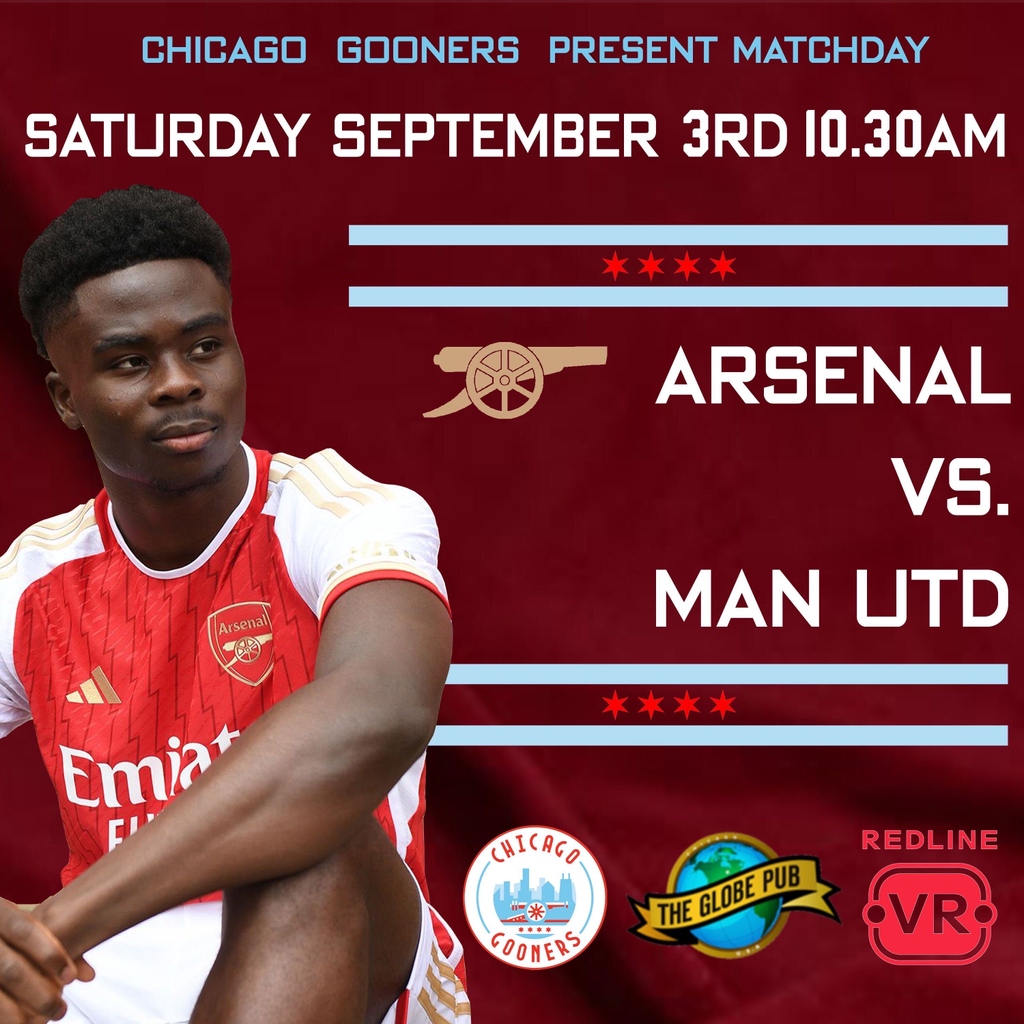 Redline VR (@redlinevr) on Twitter photo It’s Labor Day weekend and we have a massive match against United. Plentry of room in THE RAVEN ROOM!
Let’s get our mojo back and cheer on The Arsenal to get all 3 points.
#COYG #ArsenalFC #chicago
<a href="/chicagogooners/">Chicago Gooners 🎗</a> It’s Labor Day weekend and we have a massive match against United. Plentry of room in THE RAVEN ROOM!
Let’s get our mojo back and cheer on The Arsenal to get all 3 points.
#COYG #ArsenalFC #chicago
<a href="/chicagogooners/">Chicago Gooners 🎗</a>