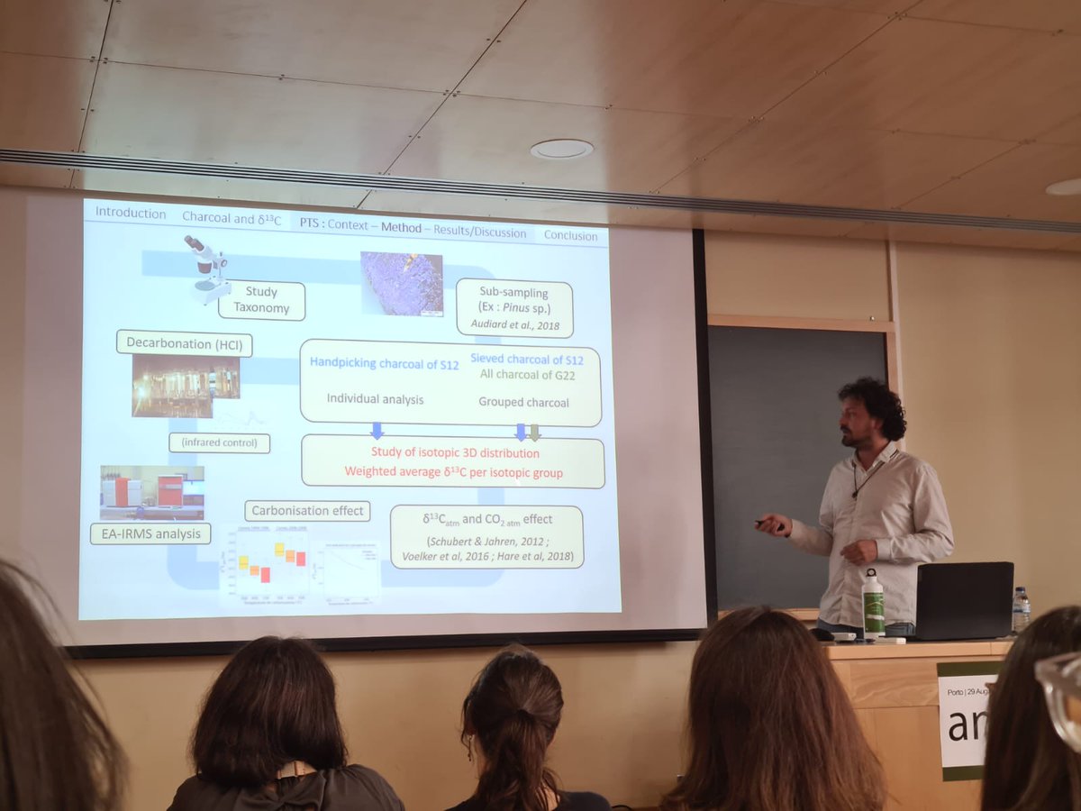 GReNES_CEPAM's tweet photo. [Colloque] Benjamin Audiard présente ces travaux sur le d13C pour une meilleure reconstruction paléoclimatique au Paléolithique #Anthraco2023 https://t.co/CD321Pg9oo