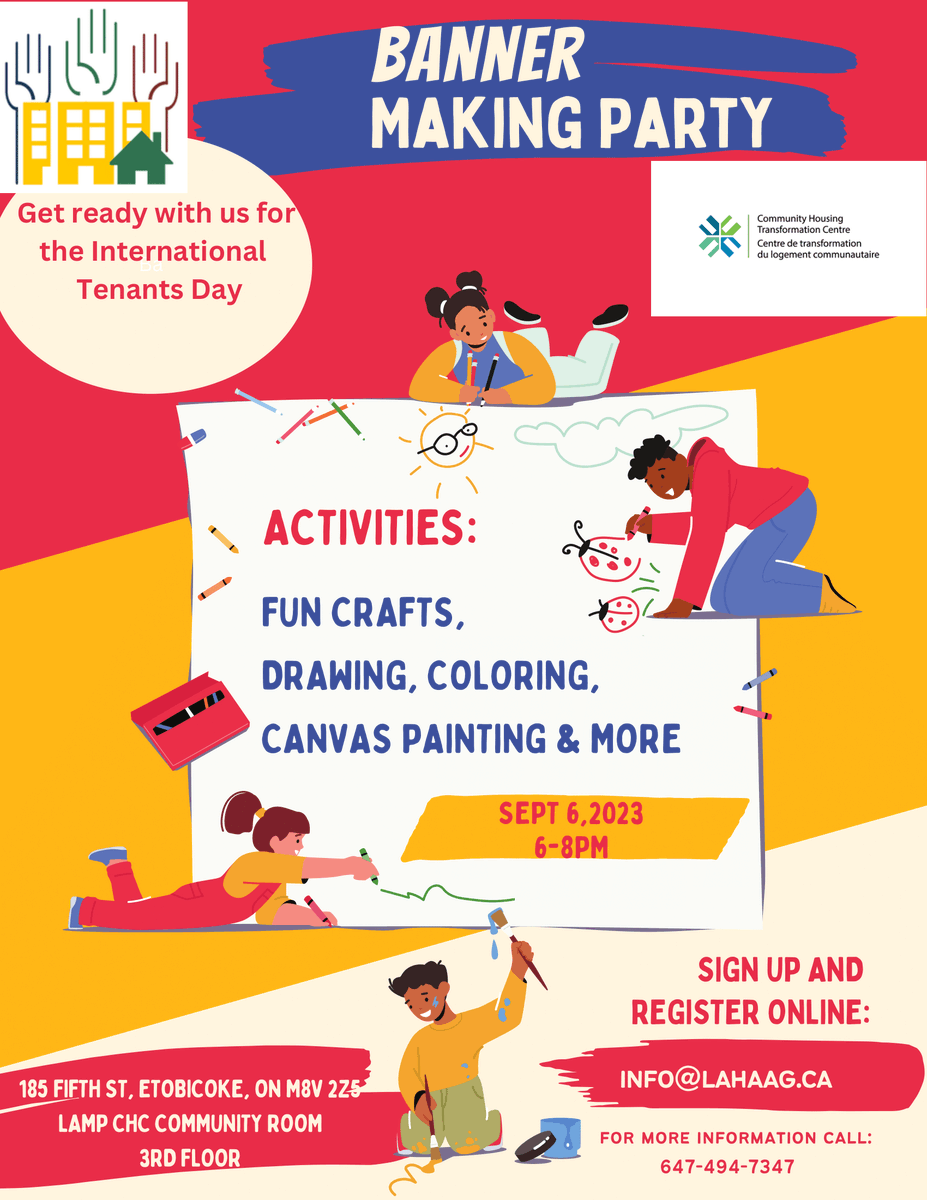 LAHAAG_SE's tweet photo. Join us next Wednesday September 6th at 6pm in the Community Room @LAMPCHC_info for our monthly community event! This event will be a creative one as we make banners and signs ahead of International Tenant's Day on October 2nd rally at City Hall. 

Details below: https://t.co/gjCemfnE0r