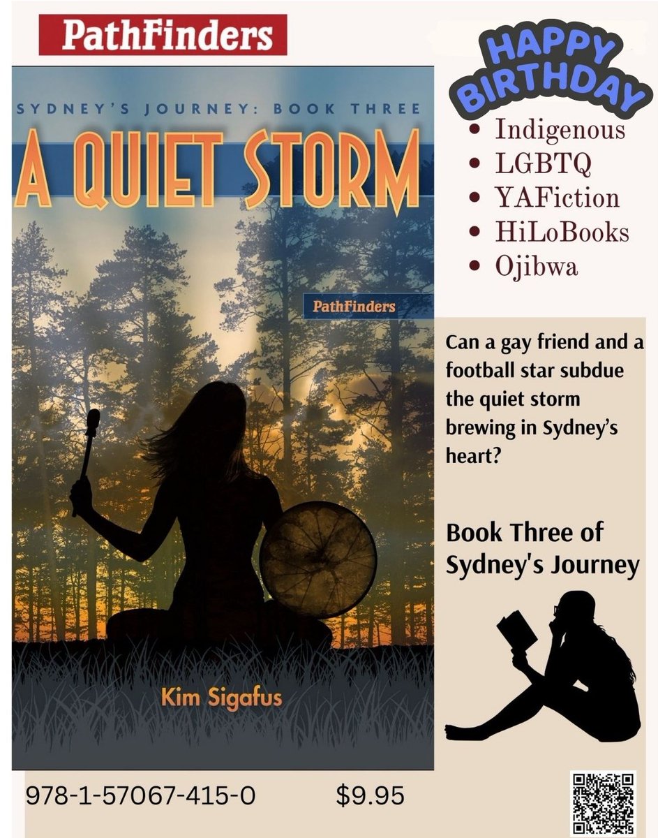 Happy Book Birthday to #ojibwa author Kim Sigafus' finale in her #YAfiction Sydney's Journey: A Quiet Storm. Sydney pushes her best friend and boyfriend away as she retreats behind her wall of hurt. Can they help her see she's not alone? 
#Hilobooks #diversebooks #nativeamerican