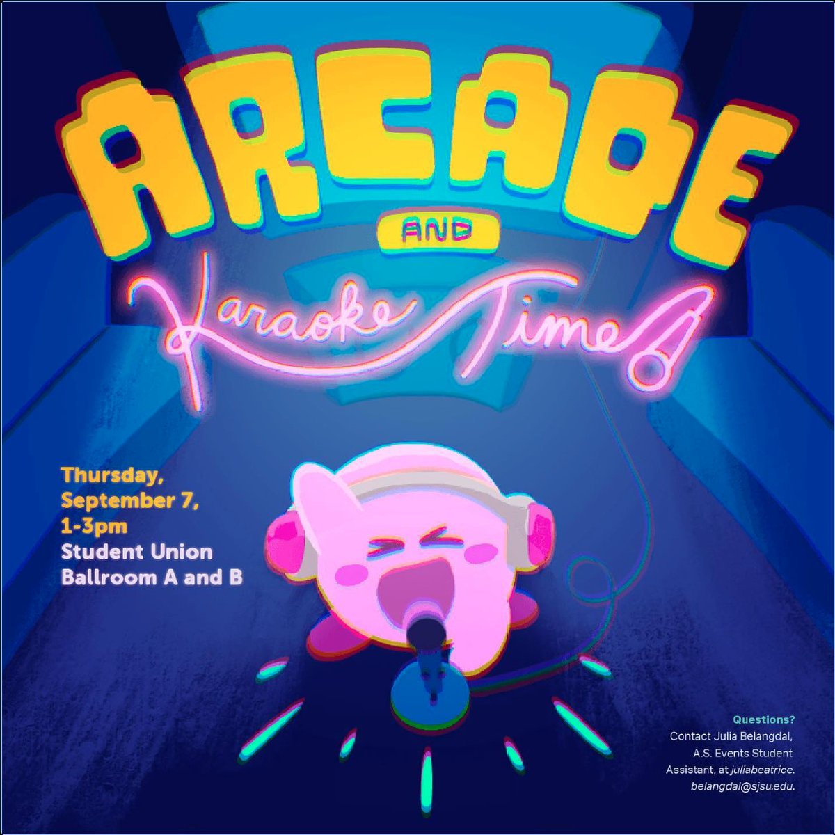 Spartan Gaming presents to you ... 🥁🥁🥁 Arcade and Karaoke Time!!! 🎉

Join us on 9/7 between 1:00PM-3:00PM for a chance to sing 🎤 your hearts out with fellow Spartans!