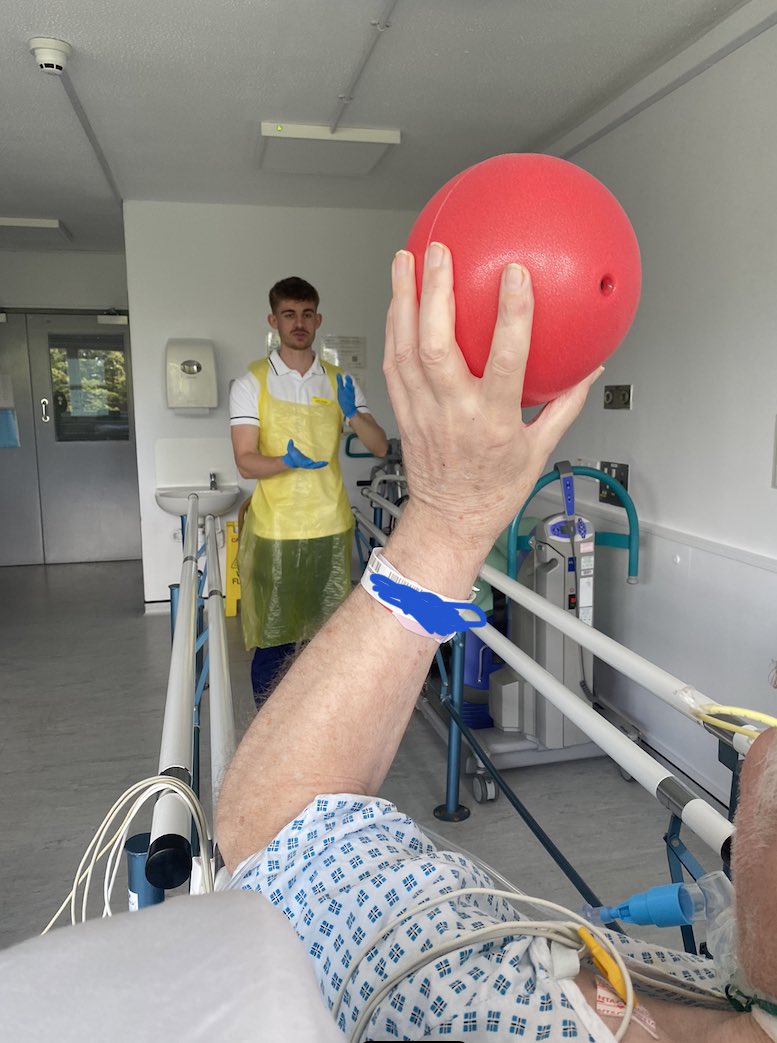 This is why we need our rehab spaces - icu patient, trachy. Parallel bars yes please! 
Happy therapists today 😁<a href="/HollyAnneW13/">Holly</a> <a href="/OliveyJenny/">jenny olivey</a> #rightorehab #rehablegend