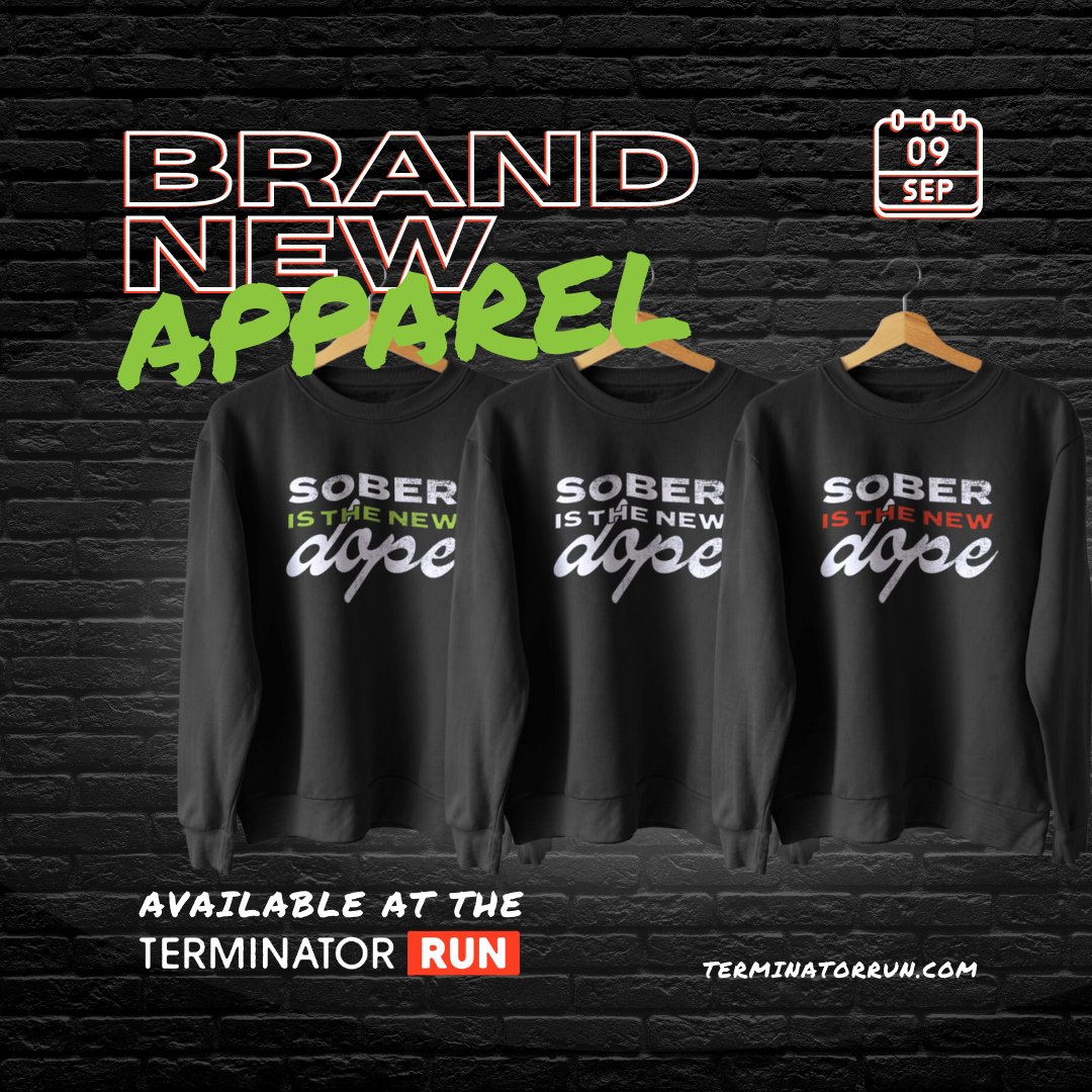 Unveiling our 'Sober Is the New Dope' crewneck in conjunction with the Terminator Run! Make a statement on race day while championing a meaningful cause. Every crewneck sold pushes our mission forward. register at terminatorrun.com #SoberStyle #newmerch #yyc #fundraising