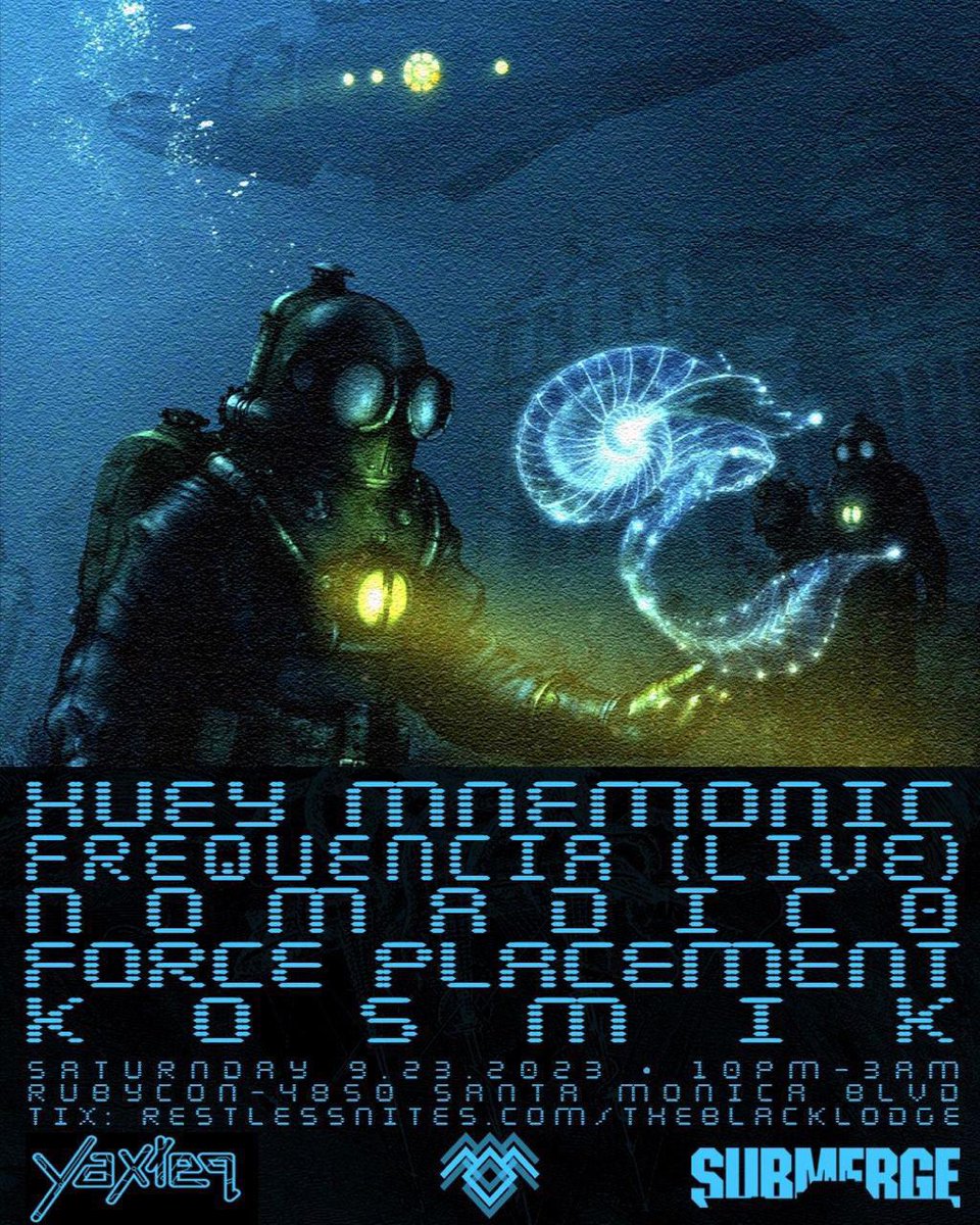 JasoniusFunk's tweet image. The Black Lodge returns 9/23 with @hueymnemonic @Esteban_Adame #nomadico #kosmik ⚓️🌊

RSVP: restlessnites.com/events/hueymne…