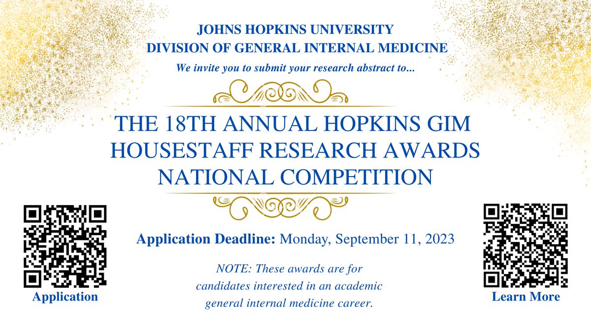 Time is running out to apply for our highly competitive Housestaff Research Awards! ⏳

Submit your research abstract and apply by September 11, 2023, for a chance to win one of the prestigious awards. bit.ly/3XIi6sO