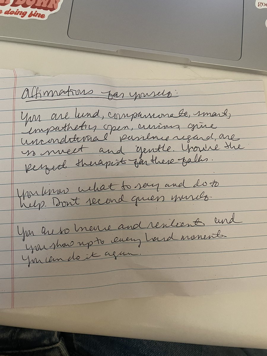 HaileyRebecca5's tweet photo. Getting ready for a therapy session this afternoon and I find these little affirmations I wrote myself 💖 sometimes therapists need hyping up too ☺️ https://t.co/EbbKvTPWFD