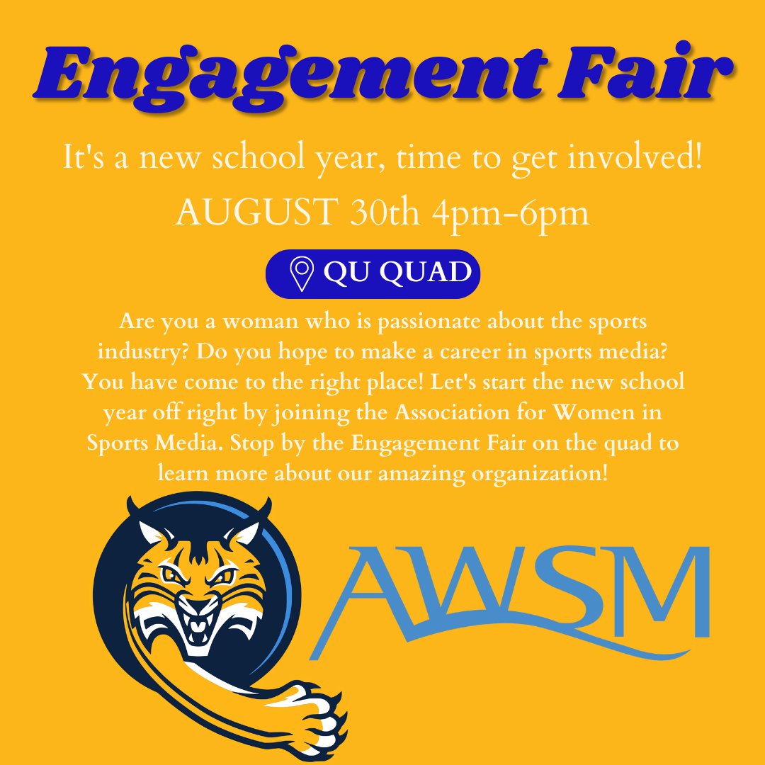 Come stop by the engagement fair and say hi! We can't wait for a great year at AWSM! #womeninsports #awsm