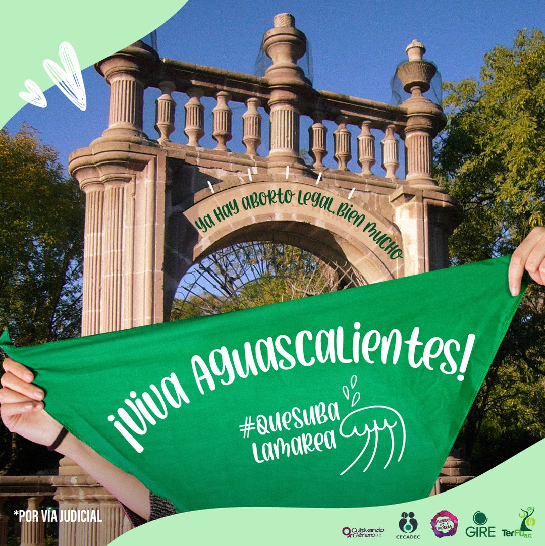 La <a href="/SCJN/">Suprema Corte</a> despenaliza el aborto en Aguascalientes gracias a un amparo presentado por CECADEC, TERFU, <a href="/CultivandoAc/">Cultivando Género AC</a>, <a href="/helpmorras/">Morras Help Morras</a> y GIRE. Este amparo forma parte de una estrategia jurídica nacional para lograr el acceso al aborto y ¡vamos por más! 🔥 #AbortoLegalAguascalientes 💚🌊