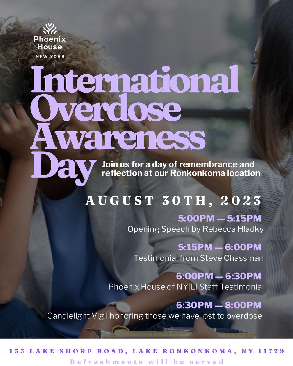 Special thanks to <a href="/PhoenixHousesNY/">Phoenix Houses NY|LI</a> for the incredible honor to have LICADD Executive Director Steve Chassman provide a testimonial in honor of #InternationalOverdoseAwarenessDay. Join us at 5pm in Ronkonkoma for a day of remembrance and recovery.