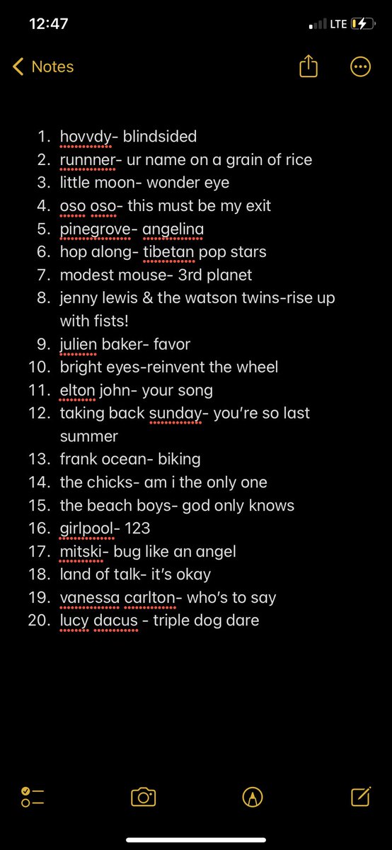in no particular order… the moment you’ve all been waiting for… my twenty song comp