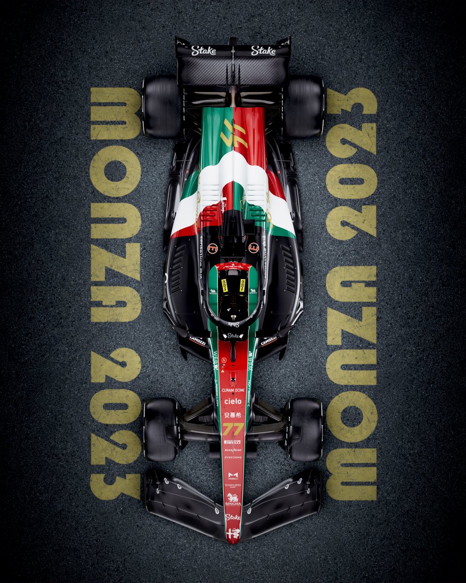 F1's tweet photo. Alfa Romeo bringing the heat with this special livery for their home race at Monza this weekend 🔥🇮🇹

#F1 #ItalianGP https://t.co/A5rOFJ2Pff