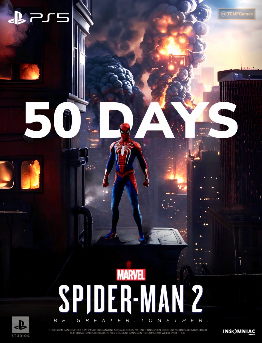 TCMF2's tweet image. This is going to be a BIG adventure in size 👀

PS5 Only Exclusive, Spider Man 2 launches in 50 DAYS 

Make space for it ! 

✅ Recently revealed that Spider-Man 2 will be 98 GB at launch 

✅ Harry is hinted to be Venom and Venom could potentially be playable 

✅ The story…