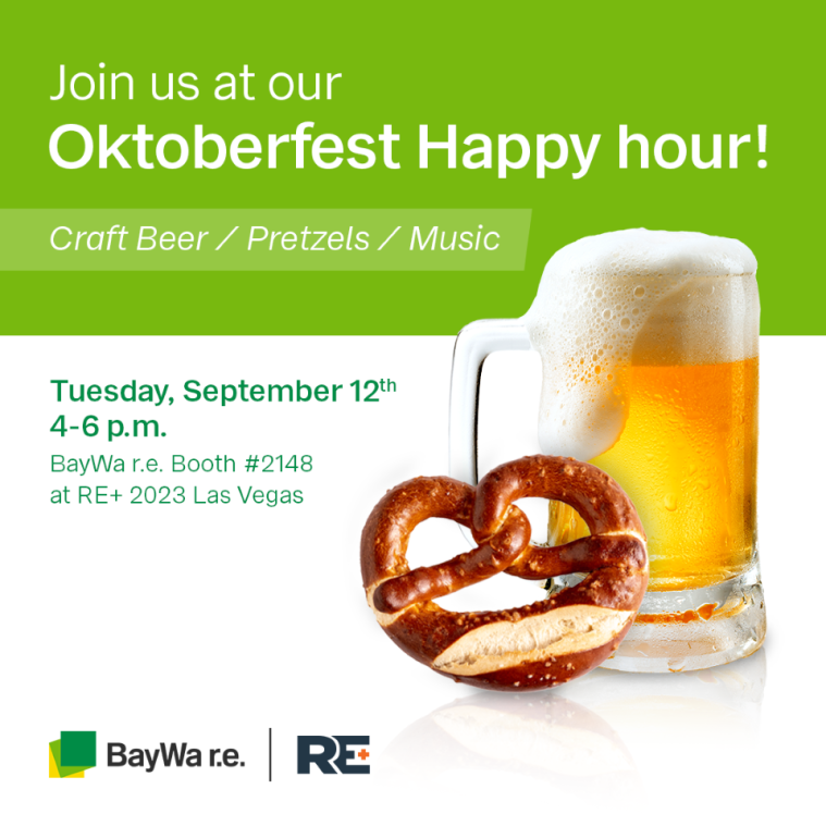 🍻🎶 Mark your calendars for the BayWa r.e. Happy Hour on Wednesday at #REPlus23 ! Join us for brews, tunes, and engaging conversations. Don't miss out on the fun – see you there! 🎉🥂 #BayWareHappyHour