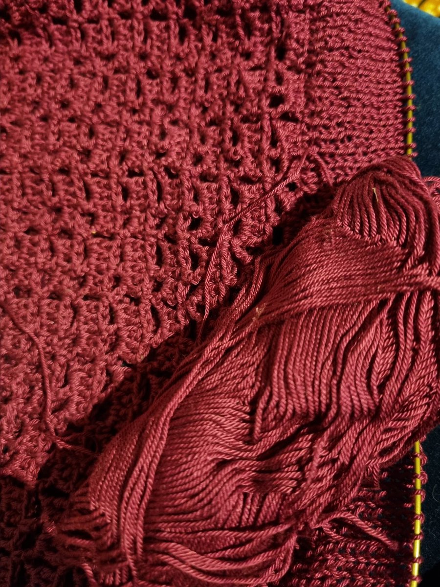 amccarthyedge's tweet photo. A month today since my mother died.  She wasn't young, but it seemed like there was so much she had left to do... including her crafting projects.  I don't crochet,  but I will finish this one off with knitting.  RIP Anne https://t.co/p5YhPJYIX9