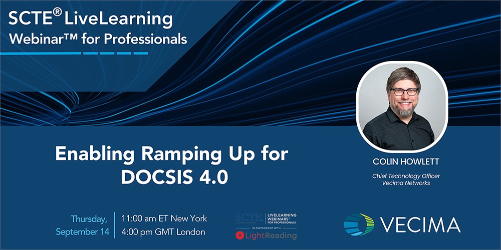 Where does the industry stand with both Full Duplex DOCSIS (FDX) and Extended Spectrum DOCSIS (ESD) now? Join our webinar to see us review the latest tech and field trials, equipment development progress and spectrum upgrade plans.
Thursday, September 14, 2023, 11:00 a.m. ET