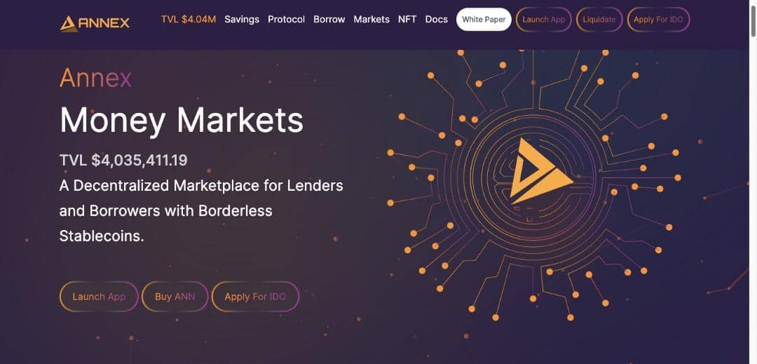 Benefits of #AnnexFinance platform😃:   

👉 Low gas cost  
👉Wide choice of token vaults 
👉Highly available liquidity 
👉Extensive documentation  

Visit : annex.finance to get started  

$ANN #loan #Defi #lending #borrowing #binancesmartchain #Bscgems #Bscchain #bsc