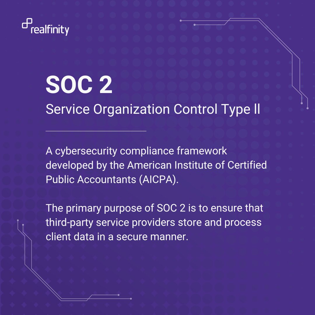 realfinityio's tweet photo. We've crossed a major milestone on our journey towards ensuring data security and privacy - Realfinity is now SOC 2 Type II compliant! https://t.co/6C32IxSkuY