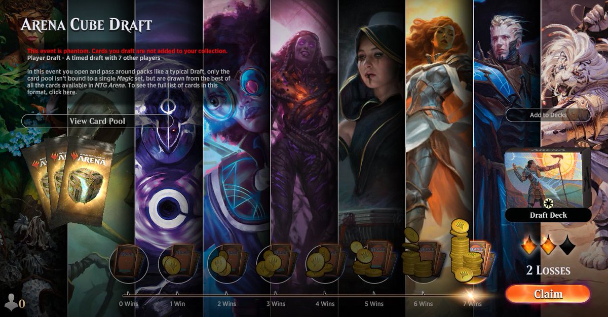 micronaut25's tweet photo. Arena Cube Draft, Mono White, 7-2
First Cube Draft I played, guess I should have tried the Arena Open 😅
One loss was totally my fault, I misplayed multiple times. The other was on the draw against a removal heavy Grixis.
#MTGArena #CubeDraft https://t.co/9rQDMBpA6Y