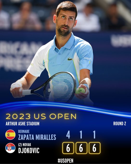 Djokovic def Zapata Miralles 6-4, 6-1, 6-1