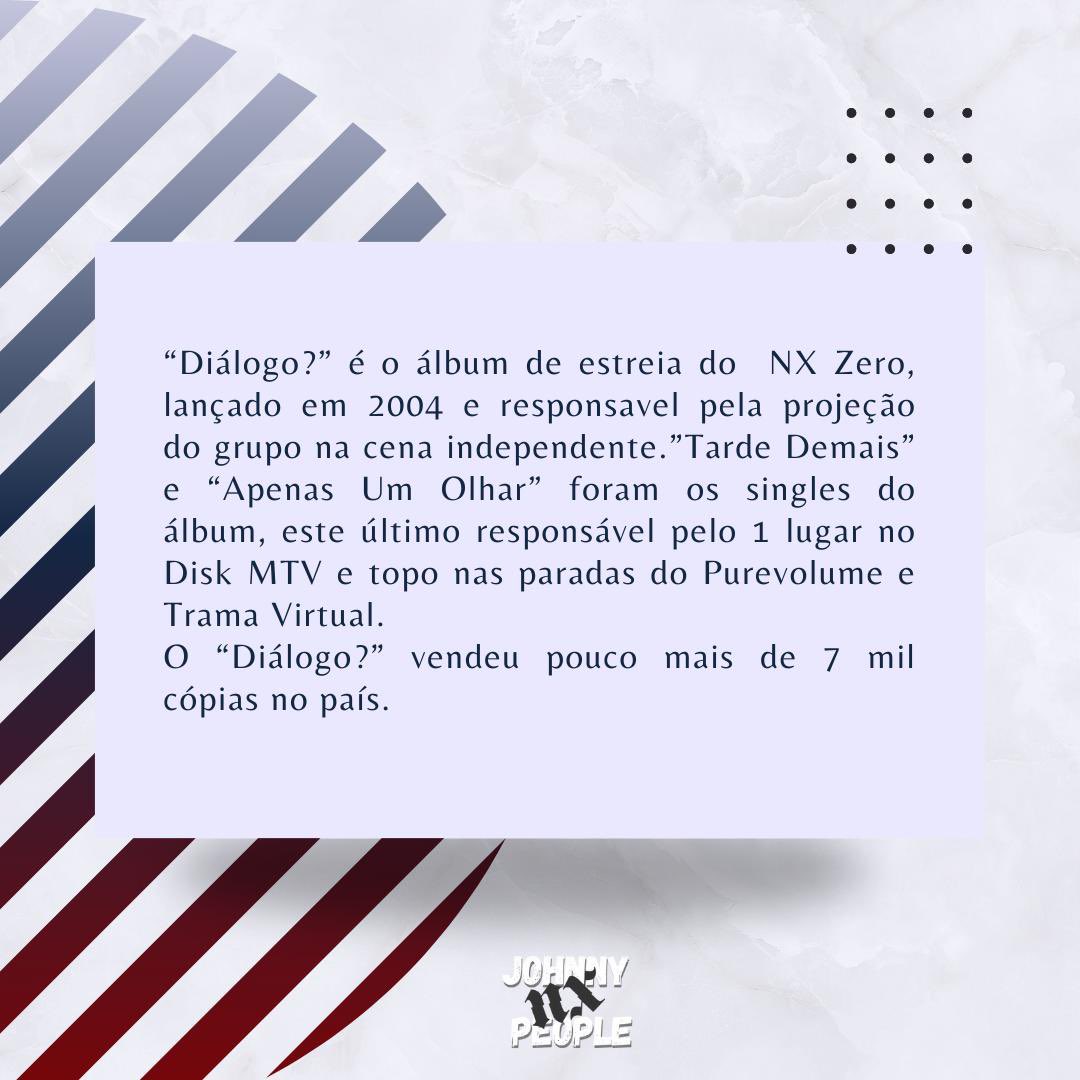 johnnypeoplenx's tweet photo. Senta que lá vem história 😂 O "Diálogo?" é o álbum de estreia do NX Zero, lançado em 2004. “Tarde Demais” e "Apenas Um Olhar" foram os singles do álbum. 

 Conta pra gente, qual sua música favorita do Diálogo? 

@nxzerooficial #TourCedoOuTarde https://t.co/EOwIRqLDVH