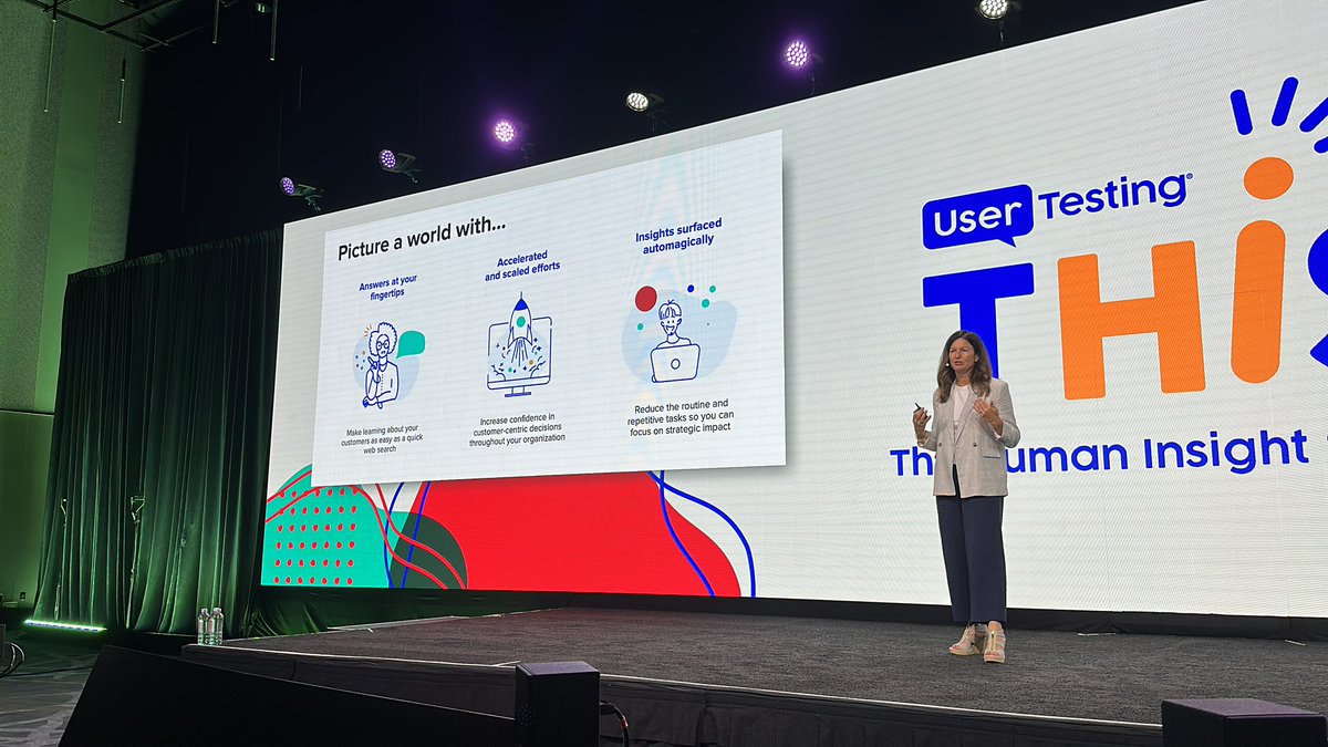 lizkmiller's tweet photo. "The future could be one where you spend less time writing tasks and more time answering important questions." @MichelleEngle @usertesting #THiS23 ""AI is the modern calculator...it does the simple math but you still have to solve the problem." https://t.co/V9o9m6vL0d