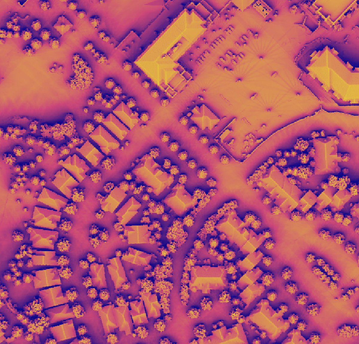 Solar potential from #lidar data using the #WhiteboxTools time-in-daylight index.