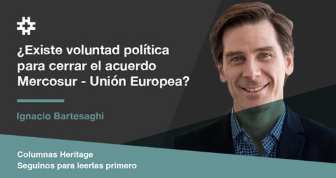 Les dejo link a mi columna Heritage: '¿Existe voluntad política para cerrar el acuerdo Mercosur - Unión Europea 🇪🇺?'. Disponible en: heritage.com.uy/Files/columnas…