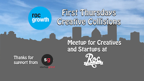 Embrace creative collisions &amp; community synergy! 🎨 Join RocGrowth &amp; StartUp Grind every 1st Thursday. Whether you're a startup pro, creative, or supporter, come connect, collide, &amp; spark innovation over drinks. Let's fuel creativity together! 🌟 #RocGrowth #StartUpGrind