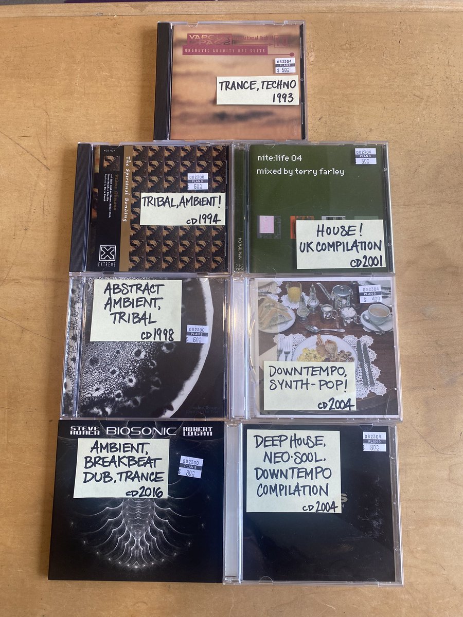 We’ve been slowly building our stock of electronic CDs. We don’t get many sold to us and even less available new/sealed but we wanna get there! For now, we’ve written small descriptions to help parse thru. Come take a look! Give us some recommendations to look out for too 👀