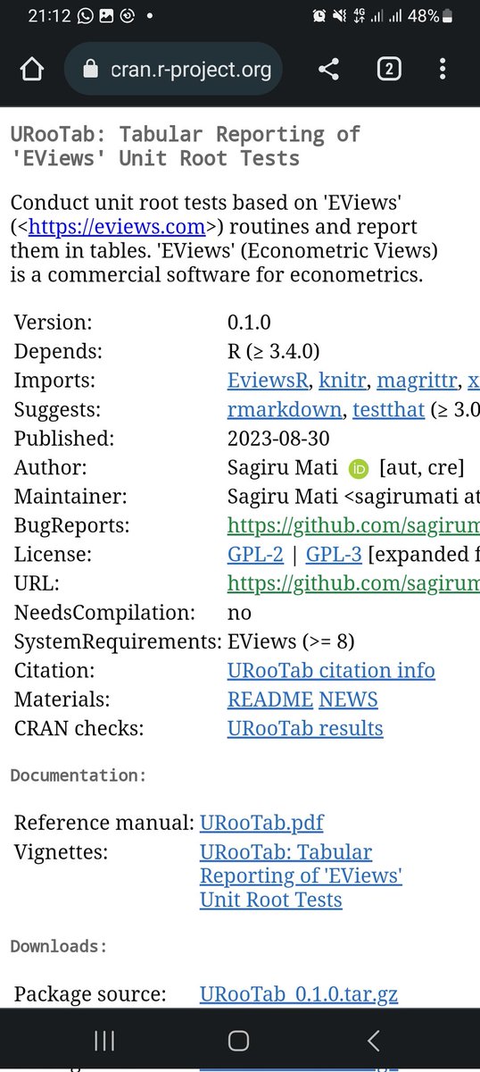 Introducing 'URooTab: Tabular Reporting of EViews Unit Root Tests'

Use my #ratats package to conduct EViews (@IHSEViews) unit root tests and report them in tabular form in base R (@rstatstweet), R Markdown (@rmarkdown) and Quarto (@quarto_pub)

#EconTwitter #quartopub #rmarkdown