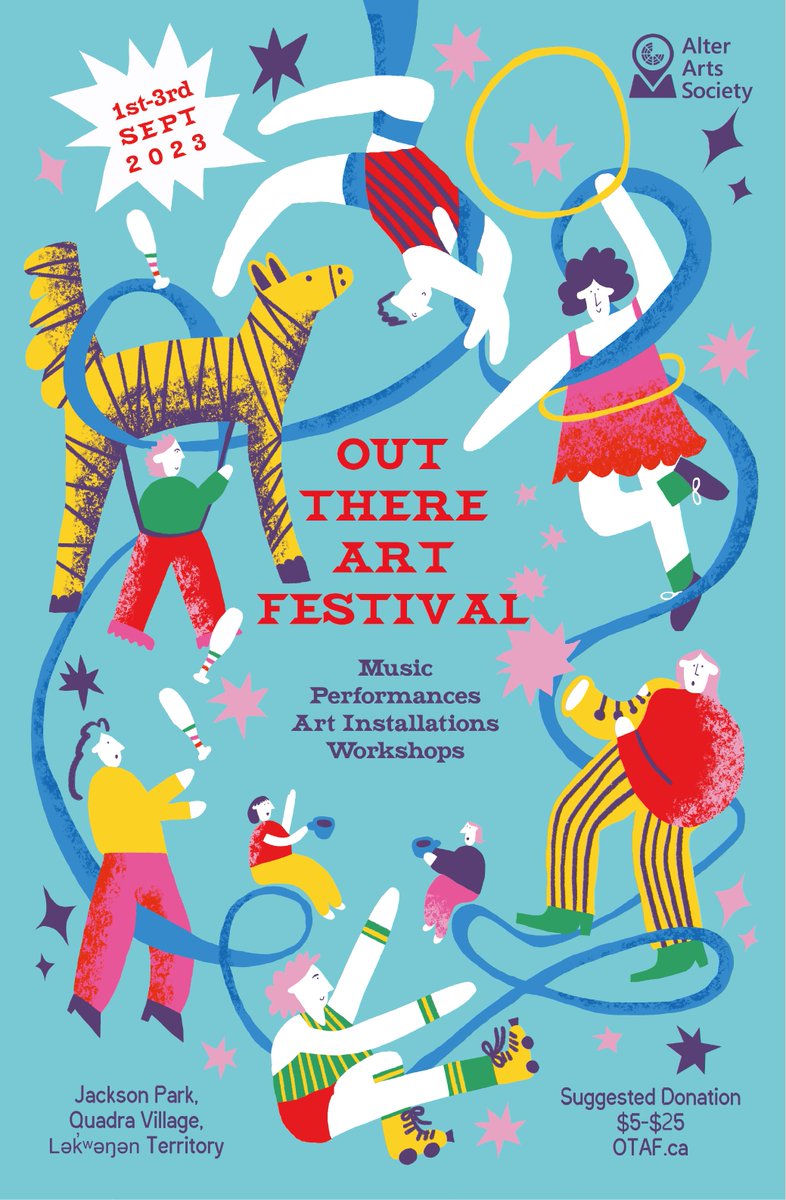 The Out There Art Festival is coming up this weekend at Jackson Park (near Quadra & Tolmie). Live music, DJs, and over 35 performances, workshops, activities, and interactive art installations! #yyjarts