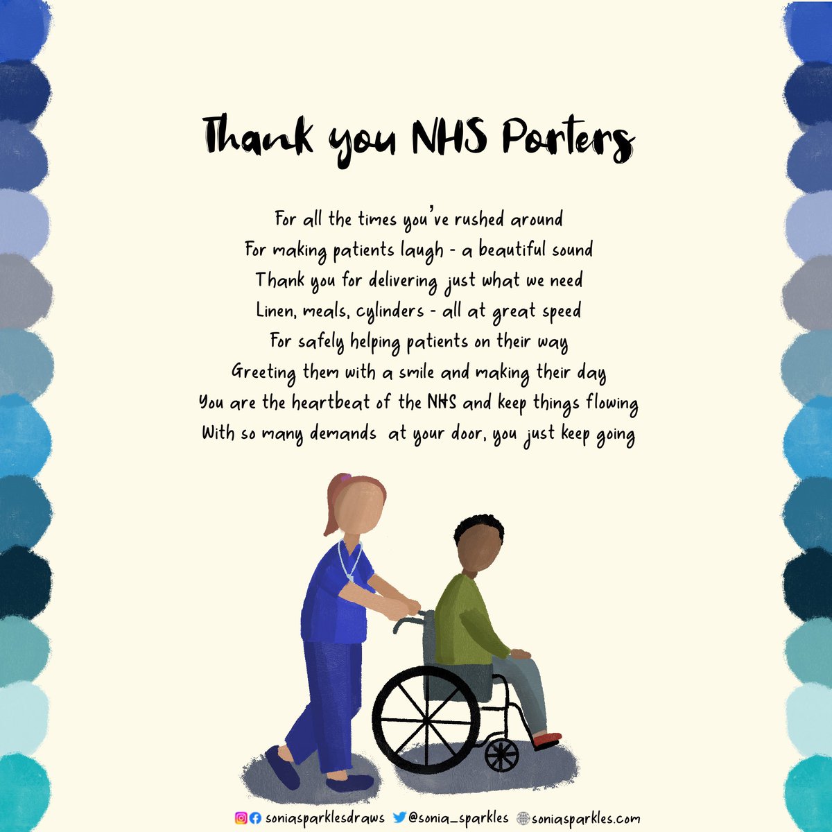 Doodles something a bit different. Shining a spotlight on those who are often forgotten in the #NHS - starting with Porters. Thank you for all you do 💙