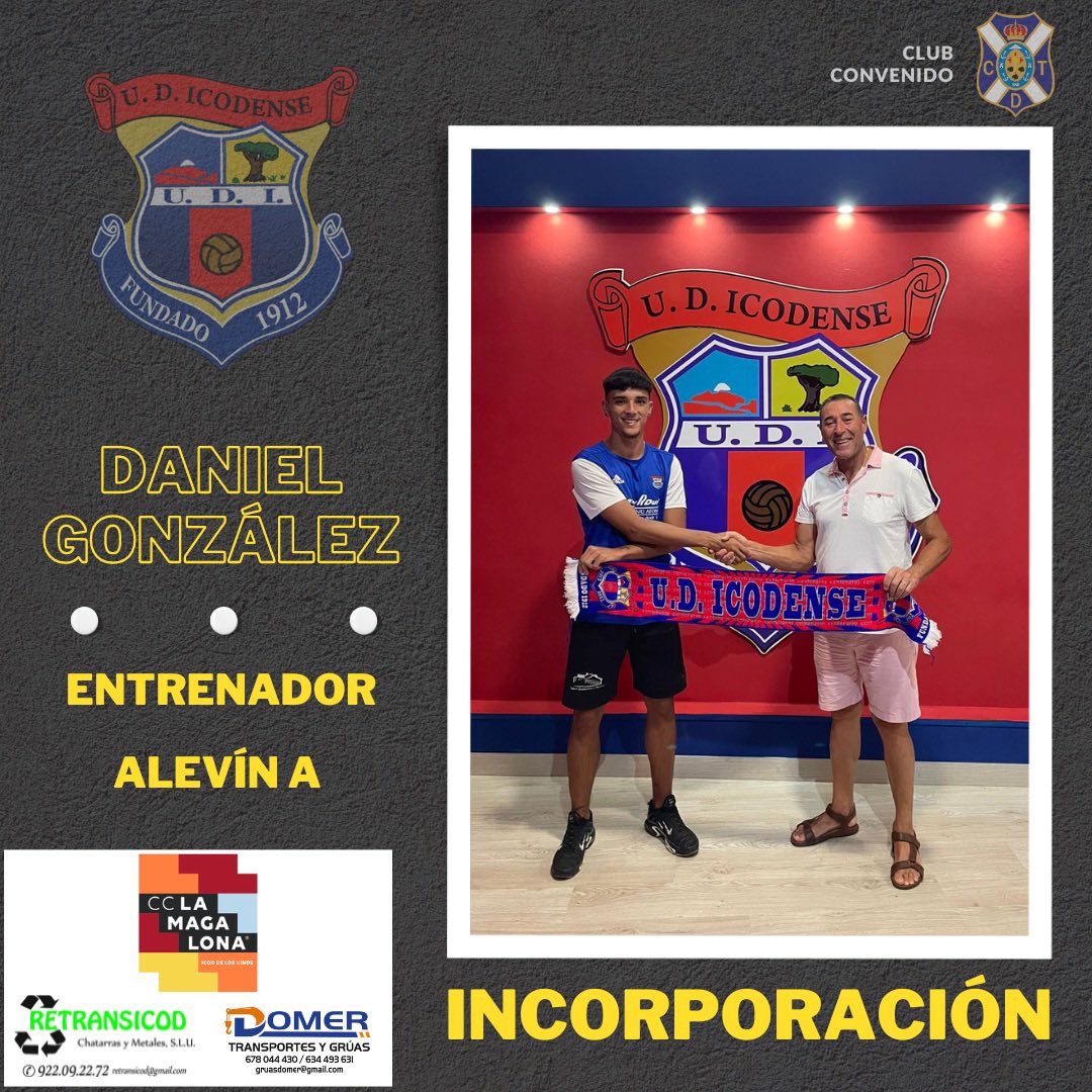 IcodenseOficial's tweet photo. | ✍🏼
NUEVA INCORPORACIÓN
Dani será el encargado de entrenar a nuestros niños y niñas del Alevín A ❤️💙
¡Vuelve como entrenador a nuestro club en esta apasionante temporada! ⚽️🏟️
¡Bienvenido Dani! 👏🏼
#VamosIcodense 🔴🔵 https://t.co/z0Zxk215rS