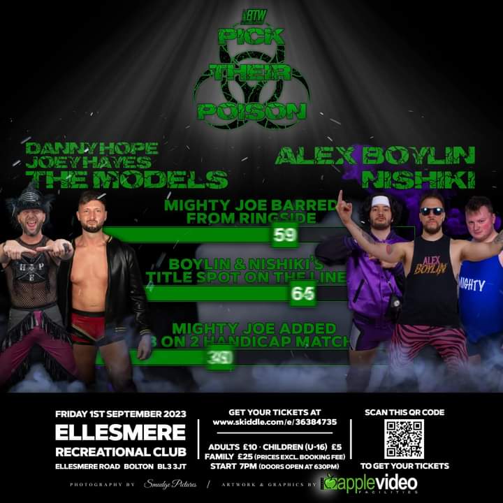 Huge TagTeam action coming your way this Friday, 

Will The Models catwalk right over to Tag Team gold or will The Metal God&amp;Co have a trick up their sleeves? 

Limited tickets available. 
skiddle.com/whats-on/Bolto…