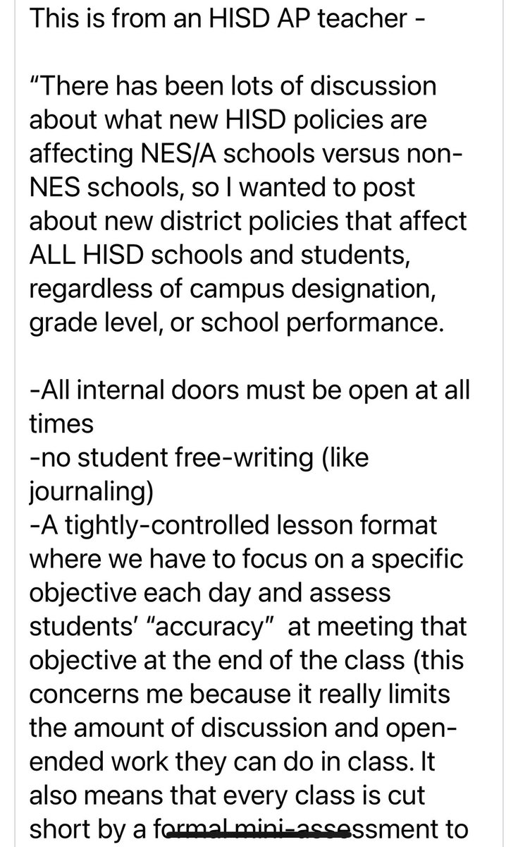 RachelBitecofer's tweet photo. Not only is MAGA superintendent Mike Miles turning school libraries into detention centers in Houston, he’s going to patrol the schools using ‘district minders’ who will patrol the schools to spy on teachers. Teachers instructed to leave all doors open. 👇 https://t.co/aLi9hZqpdT