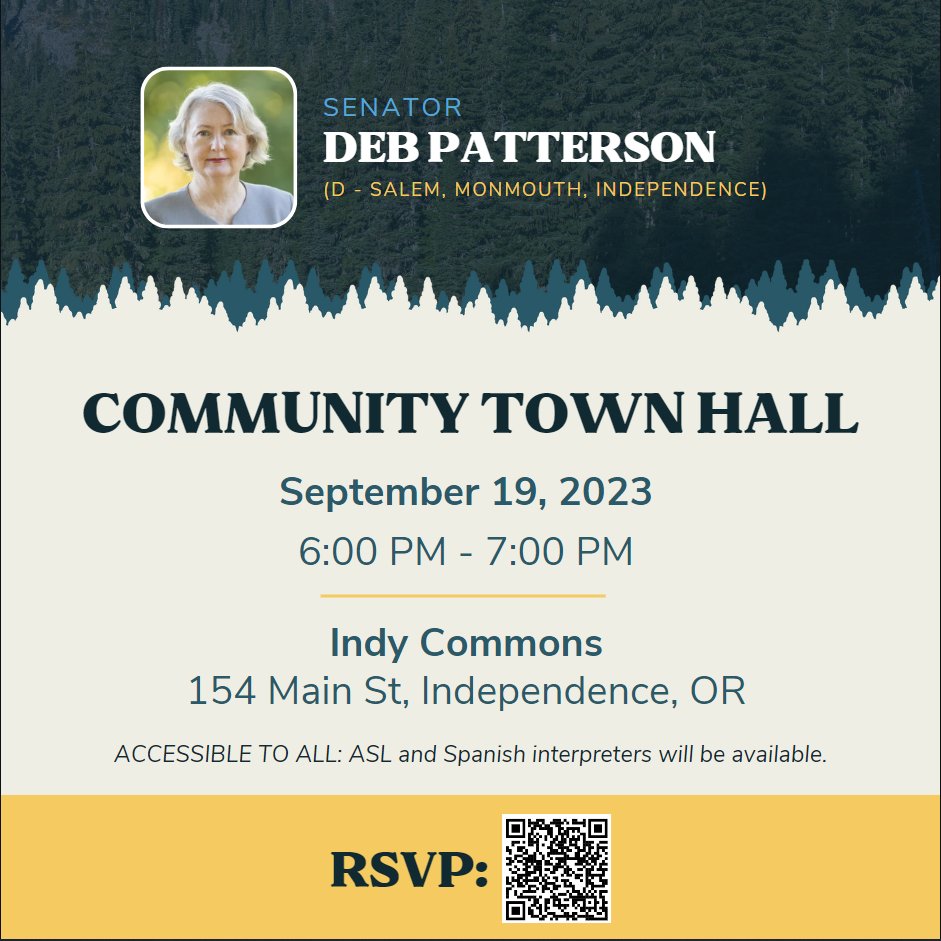 On Tuesday, September 19, I will be hosting a community town hall at 6:00pm, located at Indy Commons in Independence. Please join me to learn about the issues I am working on and share your feedback about issues that are important to you. 

I hope to see you there!