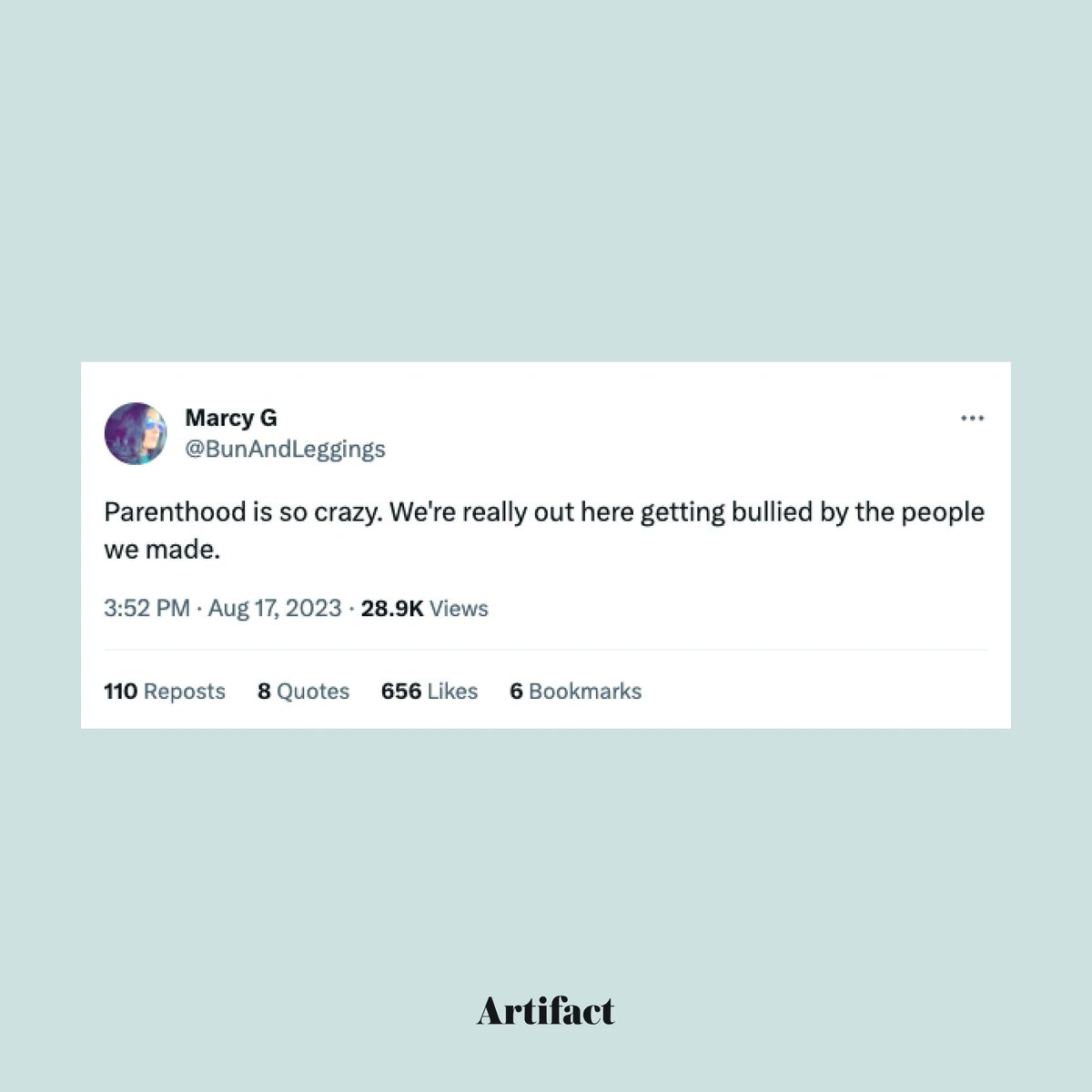 heyartifact's tweet photo. Didn't expect this when you decided to become a parent? Join the club! 😂 Catch every quip, jab, and creative comment with a little help from our team. Learn more by heading to the link in our bio! (Credit to @bunandleggings.) https://t.co/fU6mBNjUTT