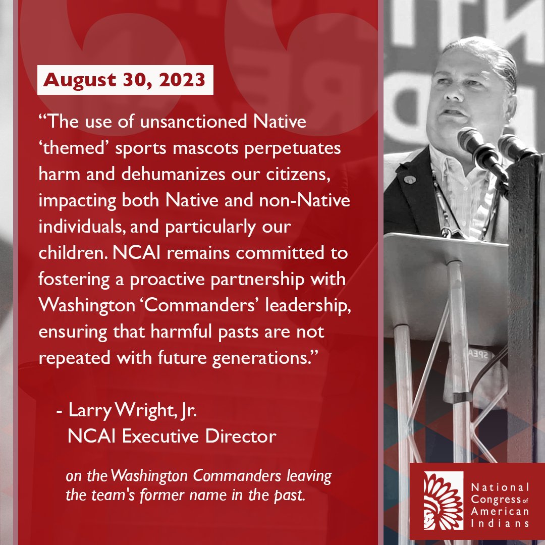 NCAI1944's tweet image. NCAI Encouraged by Washington Commanders' Decision to Leave the Past Behind - read the full press release: bit.ly/44wr7qL