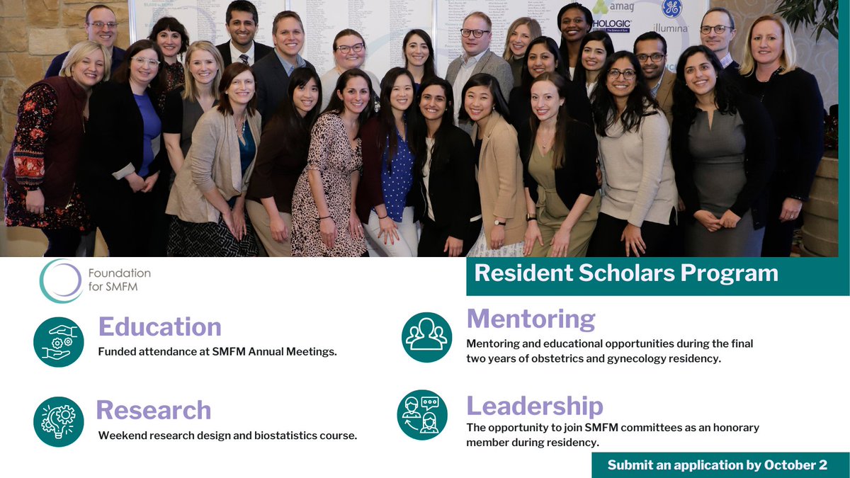 The Resident Scholars Program from <a href="/FNDNforSMFM/">Foundation for SMFM</a> will provide mentoring and educational opportunities during the final two years of #OBGYNresidency. Click here to learn more and apply: foundationforsmfm.org/programs/resid…