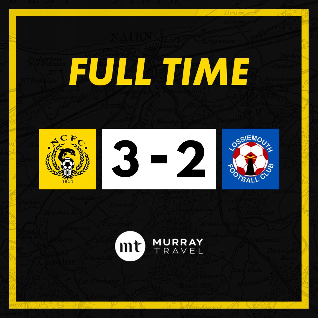 NairnCounty's tweet photo. 🟡 FULL TIME ⚫️

A terrific win for Nairn. Goals for Callum MacLean, Scott Davidson, and Andrew Macleod securing a place in next round of the North of Scotland cup. We will travel to face Forres Mechanics. https://t.co/V6gbwv4vie