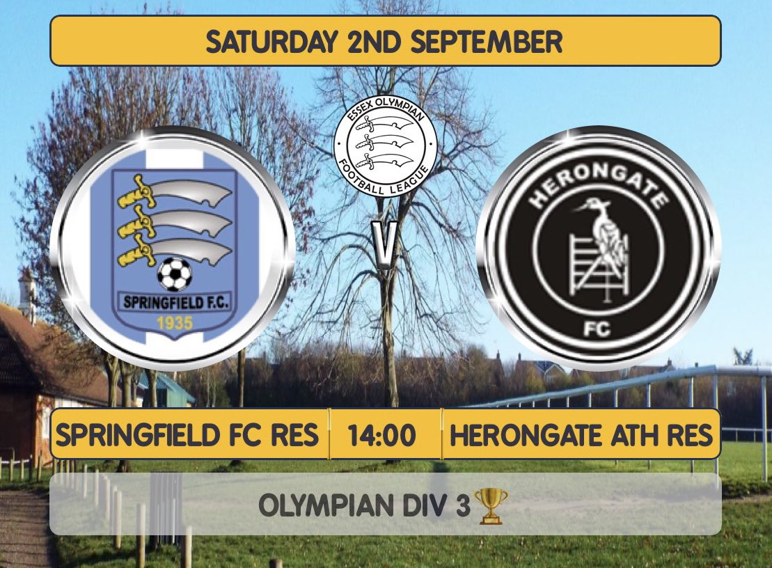 Springfield FC Reserves 2023 (@springfieldres) on Twitter photo Next up we welcome <a href="/HerongateRes/">Herongate Athletic FC Reserves</a> for our first home fixture of the season⚽️
Looking Forward to the Game🤝🏼
#UTF💙 Next up we welcome <a href="/HerongateRes/">Herongate Athletic FC Reserves</a> for our first home fixture of the season⚽️
Looking Forward to the Game🤝🏼
#UTF💙