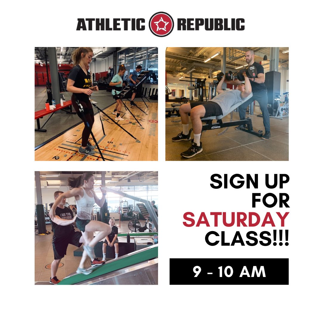 Athletic Republic Pittsburgh is offering Saturday Classes from 9 - 10 AM!!! Start your weekend the right way and sign up for a Saturday session by calling 724-933-4300.