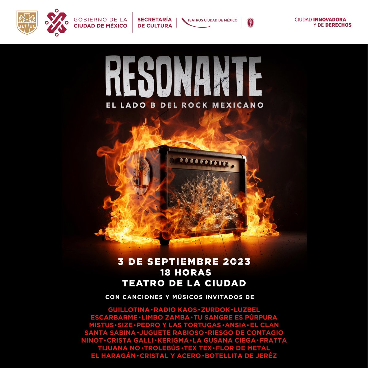 Revive la música que marcó los años 80 y 90 con <a href="/SomosResonante/">Resonante Official</a>, proyecto que reúne a integrantes de bandas de esa época como <a href="/SantaSabinaOf/">Santa Sabina</a>, <a href="/ElHaraganyCia/">El Haragán y Cía</a>, <a href="/lagusanaciega/">La Gusana Ciega</a> y <a href="/fratta/">Mr. Fratta</a>, entre otras; y que se presentará en vivo este domingo 3 de septiembre a las 18 horas en el