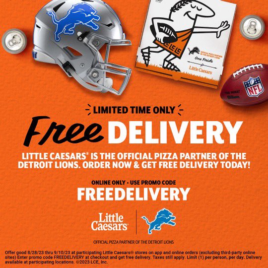 Detroit Pizza 🤝 Detroit Football - Order @littlecaesars online & get free delivery today 🍕 🏈 🛵 rb.gy/hpbhy