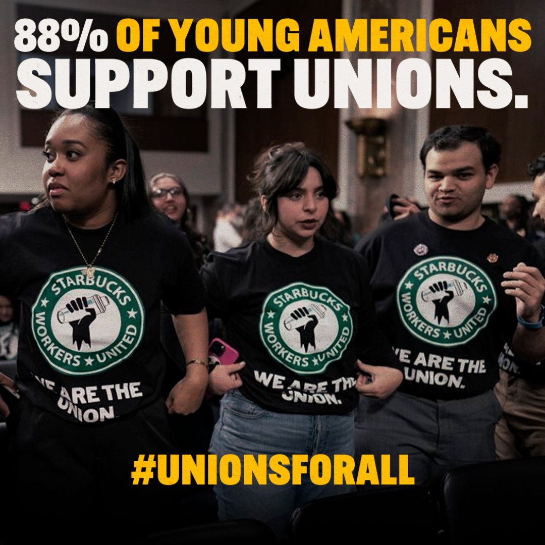 Gen Z continues to be the most pro-union generation because they know #ItsBetterInAUnion! Working people across America are uniting in strong unions to elect pro-worker candidates who will rewrite the rules to make it easier for those who want a union to join one. #UnionsForAll