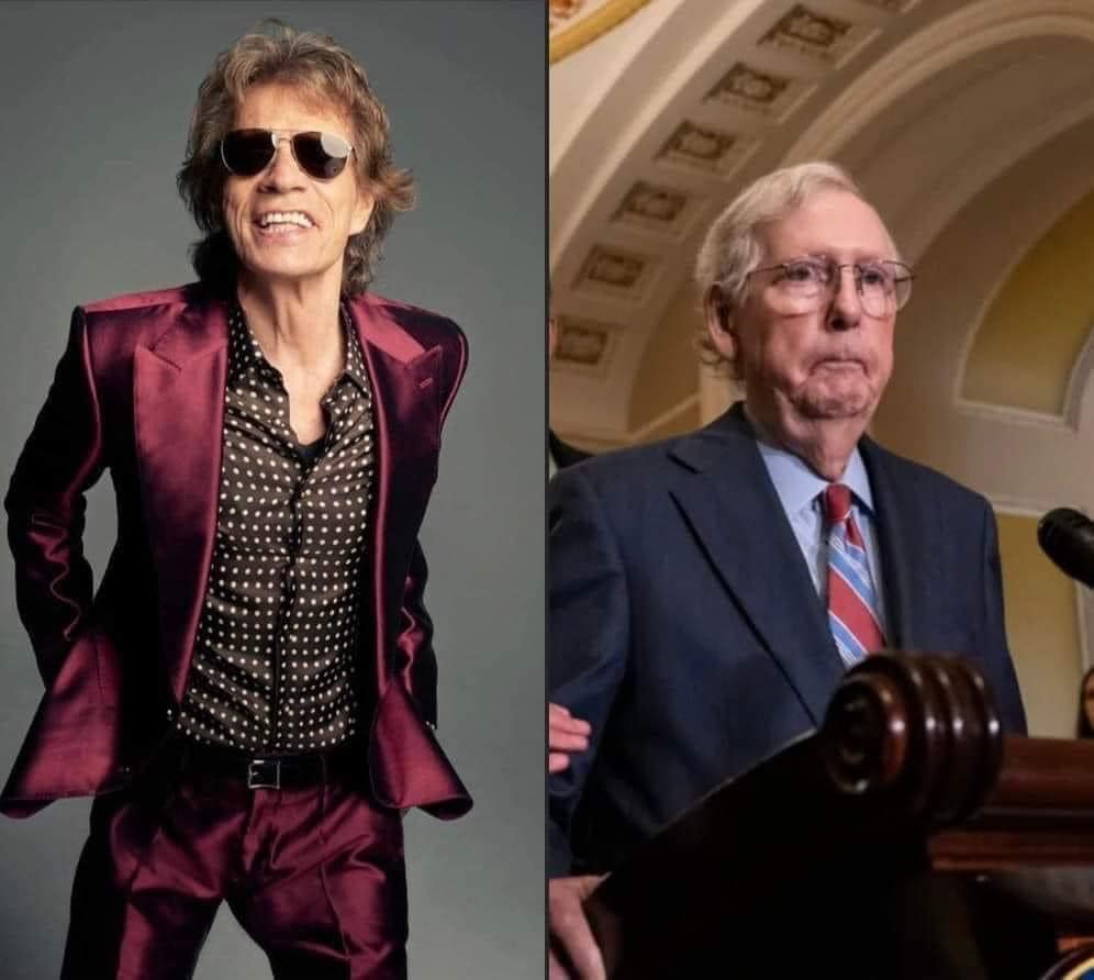 This popped up in my FB feed:

Mick Jagger is 80. Mitch McConnell He's 81. The benefits of a life of sex, drugs, and rock-'n'-roll should not be ignored.