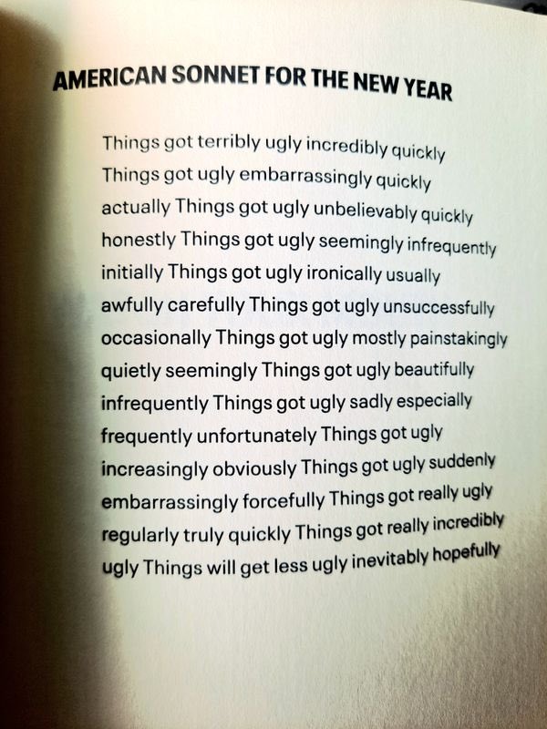 ADVERB POWER in “American Sonnet for the New Year” by Terrance Hayes from his book So to Speak (Penguin)

#jenniferjeanwriter  #poetry #poetscommunity #writingcommunity  #lilypoets  #writinginspiration #tipsforpoets  #poetryreading #penguinbooks #penguinpoetry