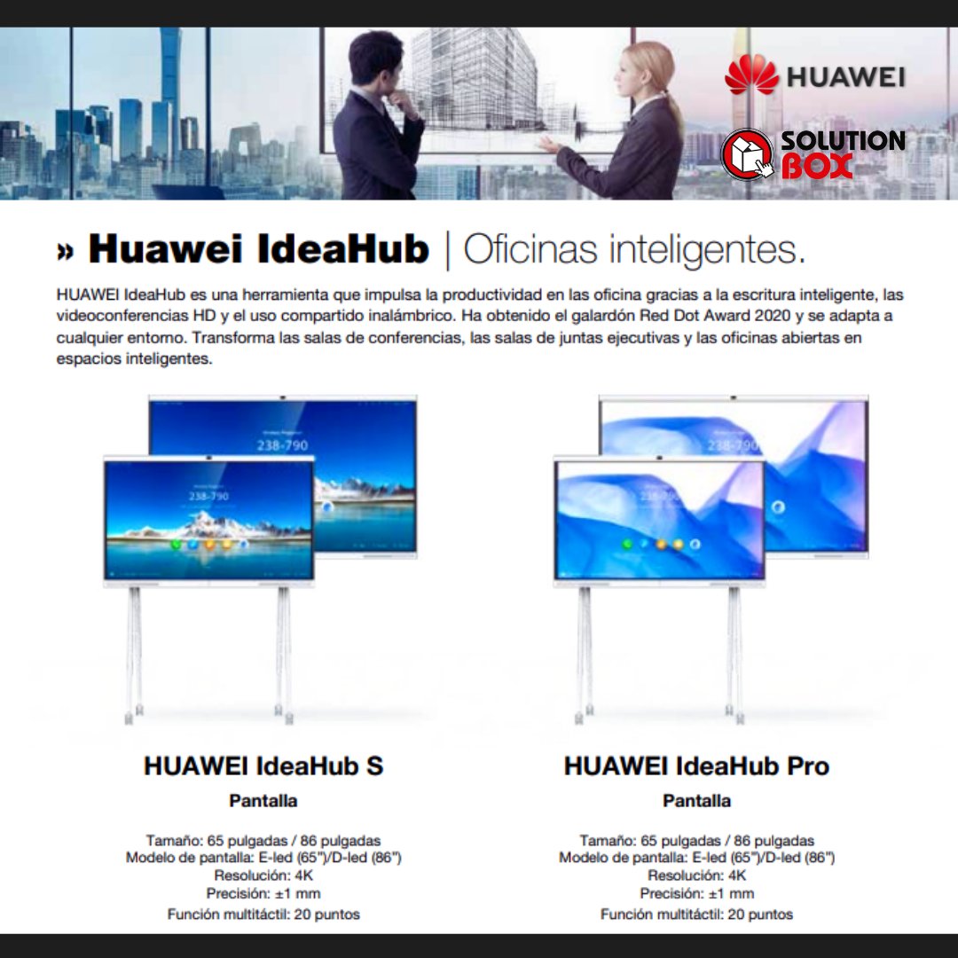¡Transforma tu oficina en un espacio inteligente!✨
➡ Con #Huawei IdeaHub, lleva la colaboración y la productividad a un nivel superior. Pantalla interactiva, videoconferencias de alta calidad y más, todo en uno.
 ¡Haz que tus reuniones sean más eficientes que nunca!💼🤝