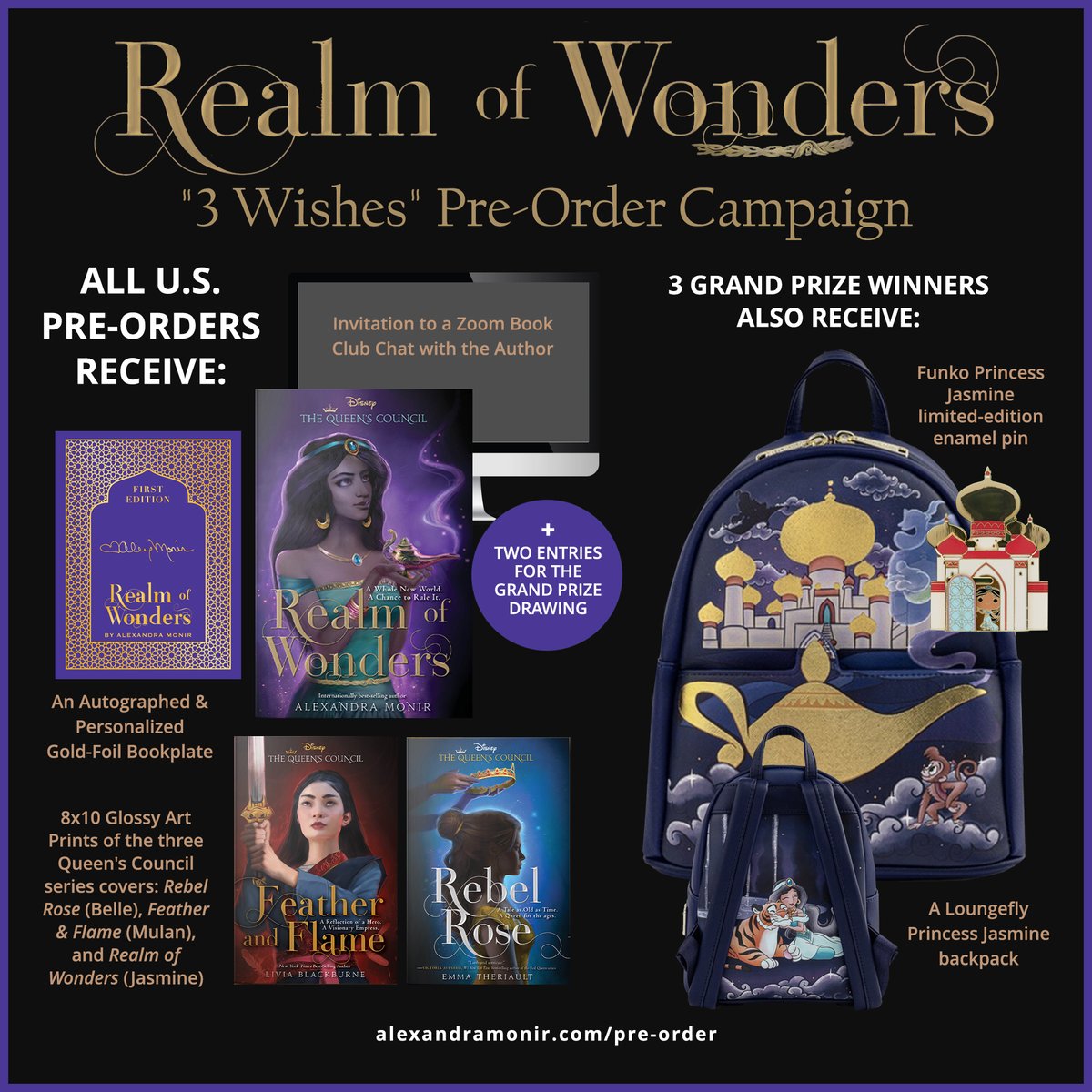 🥳 The pre-order campaign for my Disney book, REALM OF WONDERS, is live!!! I don't think I've ever been so excited about pre-order gifts before, I just love these all so much!!🥰 Get your copy and claim your gifts at the link below! alexandramonir.com/pre-order