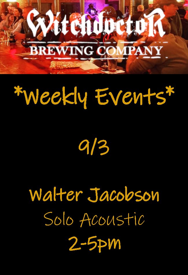 WitchdoctorBrew's tweet photo. #weeklyevents #livemusic #draftbeer #canbeer #witchdoctorbrewing #thecureforwhatalesyou #factorysquare https://t.co/YlLlnvpuO5